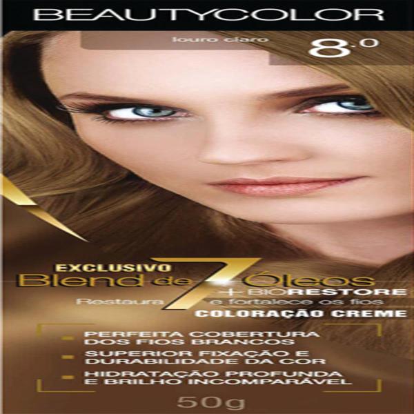 Tintura Permanente Beauty Color 45g 8.0 Louro Claro - Sem Marca