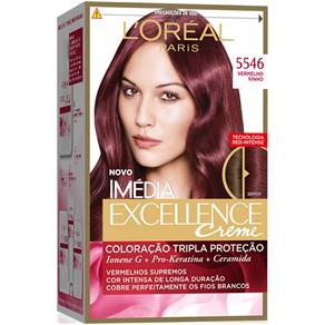 Tintura Permanente L Oréal Imédia Creme Kit Vermelho Vinho 5546