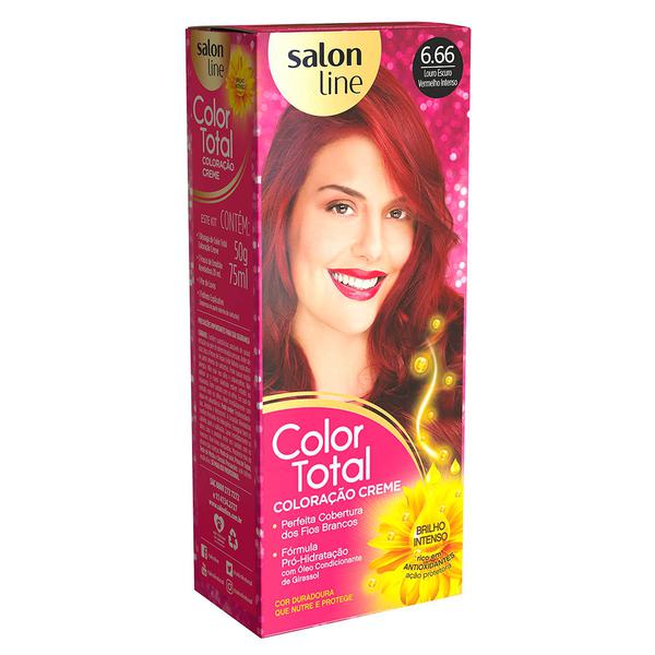 Tintura Salon Line Color Total 50g Louro Escuro Vermelho Intenso 6.66