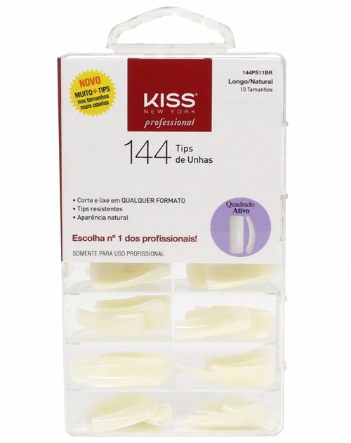 TIPS de Unhas Quadrado Ativo - Caixa com 144un KISS NY 144PS11BR