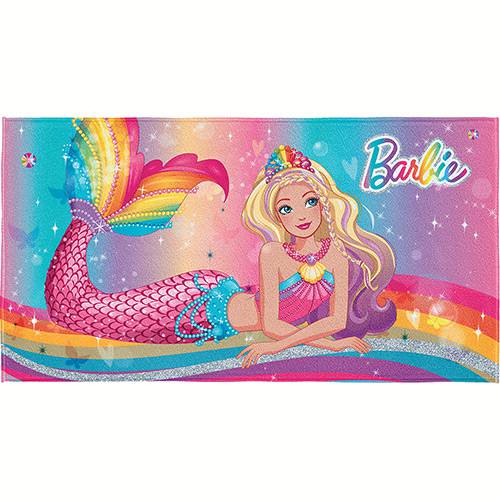 Toalha Aveludada Transfer Barbie Reino do Arco-íris 75 Cm X 1,40 M com 1 Peça - Lepper