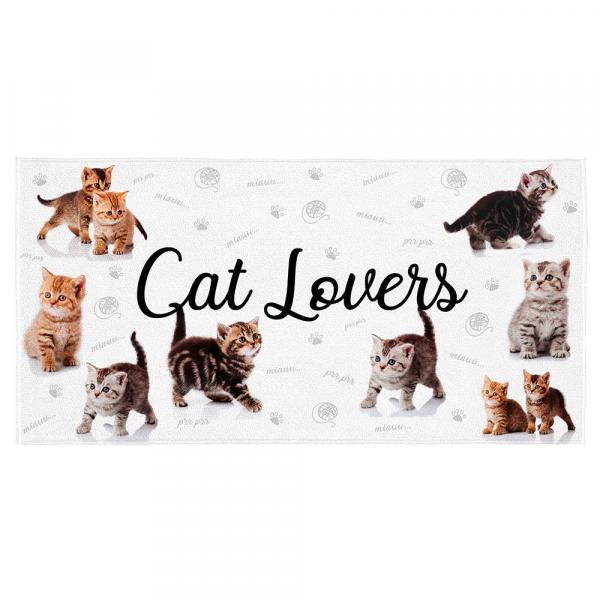 Toalha Aveludada Transfer Cat Lovers 1 Peça Marrom - Lepper