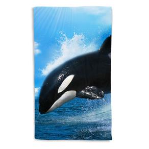 Toalha de Banho Acqua Baleia Orca Wave Portrait 135x70cm - Azul