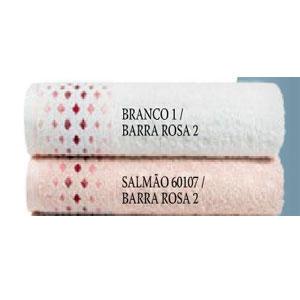 Toalha de Banho Allegra Brim Branco Barra Rosa 70x135cm - Karsten