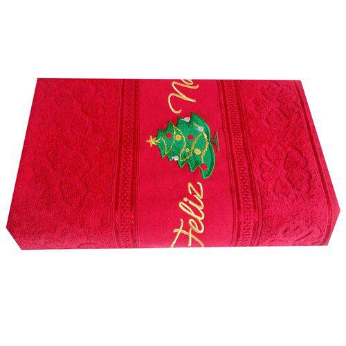 Toalha de Banho Appel Bordada Arvore Natal 68cmx1,35cm Vermelho