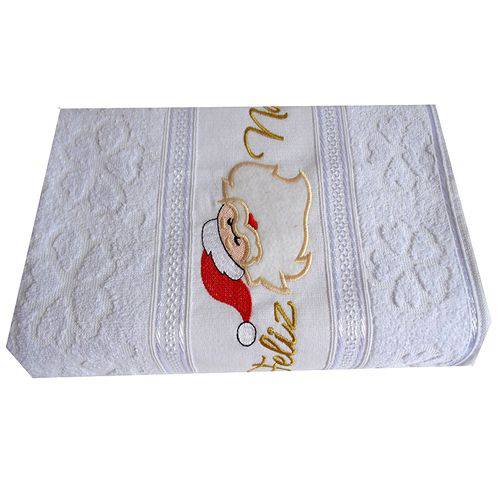 Toalha de Banho Appel Bordada Noel Natal 68cmx1,35cm Branco