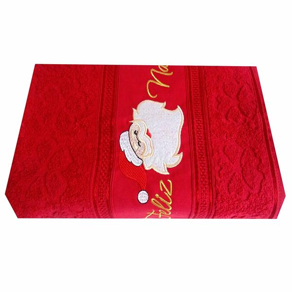 Toalha de Banho Appel Bordada Noel Natal 68cmx1,35cm Vermelho