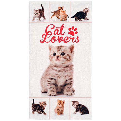 Toalha de Banho Aveludada Cat Lovers 1 Peça Branco - Lepper