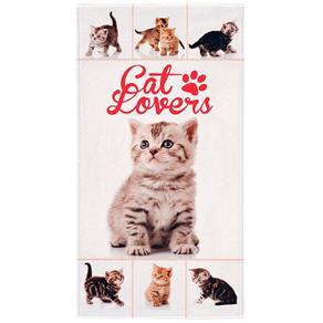 Toalha de Banho Aveludada Cat Lovers 1 Peça - Lepper - Branco