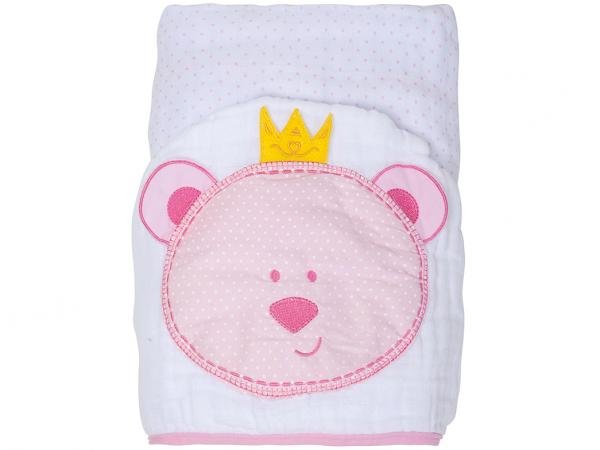 Toalha de Banho Bebê com Capuz Bordada - 100 Algodão Rosa Papi Toys Urso