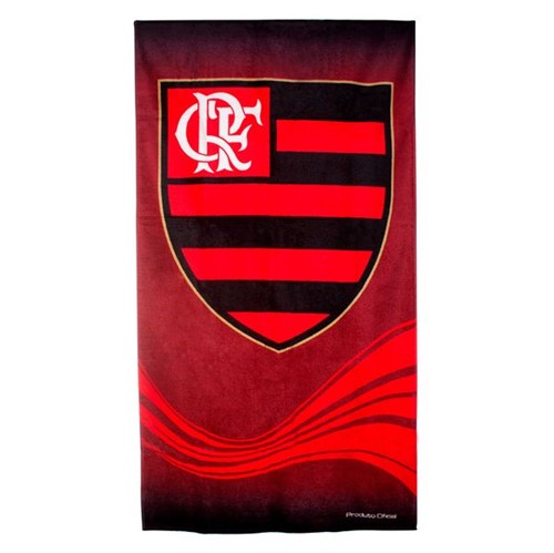 Toalha de Banho de Times de Futebol Aveludada Estampada 70x140cm 360g/m² Buettner Licenciada Brasão Flamengo