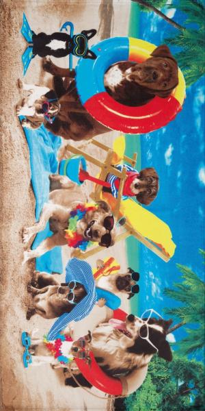Toalha de Banho e Praia Dogs At The Beach Aveludada - Dohler