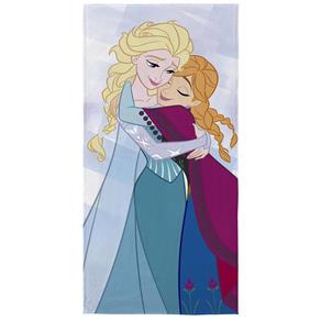 Toalha de Banho Felpuda Estampada Frozen Princesas Anna e Elza 60 X 120 Cm - Lepper - Azul Bebê