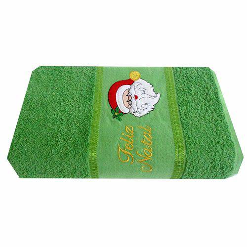 Toalha de Banho Garmisch Bordada Rosto Noel Natal 0,70cmx1,40cm Verde