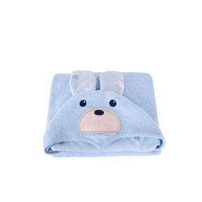 Toalha de Banho Infantil com Capuz Felpuda Bebe Menino Azul