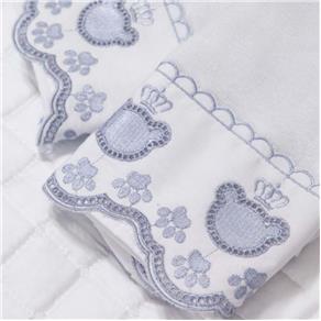 Toalha de Banho Infantil Urso - Branco/Azul