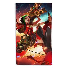 Toalha de Banho League Of Legends Jinx Fogos de Artifício Portrait 135x70cm - Vermelho