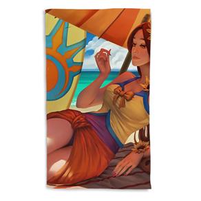 Toalha de Banho League Of Legends Leona Curtindo o Verão Portrait 135x70cm - Bege