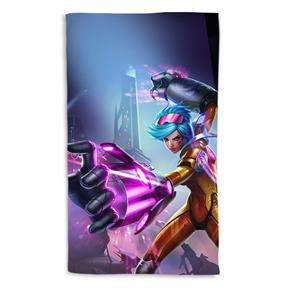 Toalha de Banho League Of Legends Vi Golpes de Neon Portrait 135x70cm - Preto
