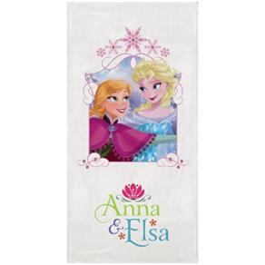 Toalha de Banho Lepper Frozen Ana e Elsa Branca