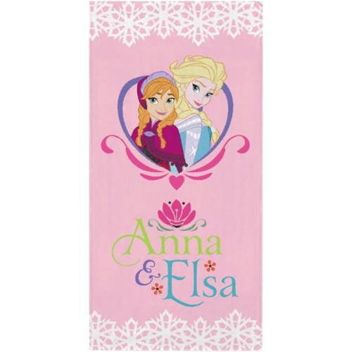 Toalha de Banho Lepper Frozen Ana e Elsa Rosa