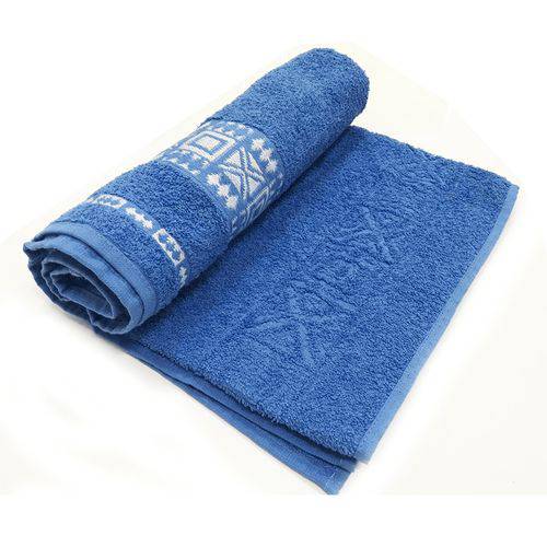 Toalha de Banho Nomade ? Cor Azul C/ Detalhe Branco 75cm X 1