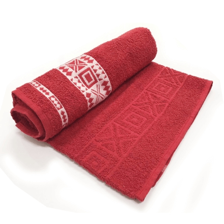 Toalha de Banho Nomade Cor Vermelha C/ Branco 75cm X 1,40m - Tecelagem Rosana