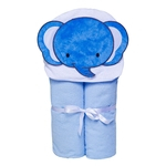 Toalha de Banho para Bebê Papi com Capuz Azul Bichinhos Elefante