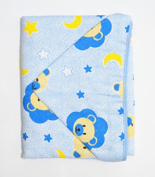Toalha de Bebê com Capuz Bercinho Forrada - Urso Azul