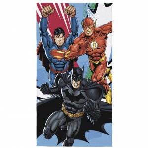 Toalha de Praia Aveludada Liga da Justiça Algodão Lepper 75cmx140cm Super Homem, Flash e Batman 0 Lepper