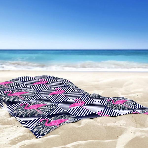 Toalha de Praia / Banho Flamingos Geométricos - Love Decor