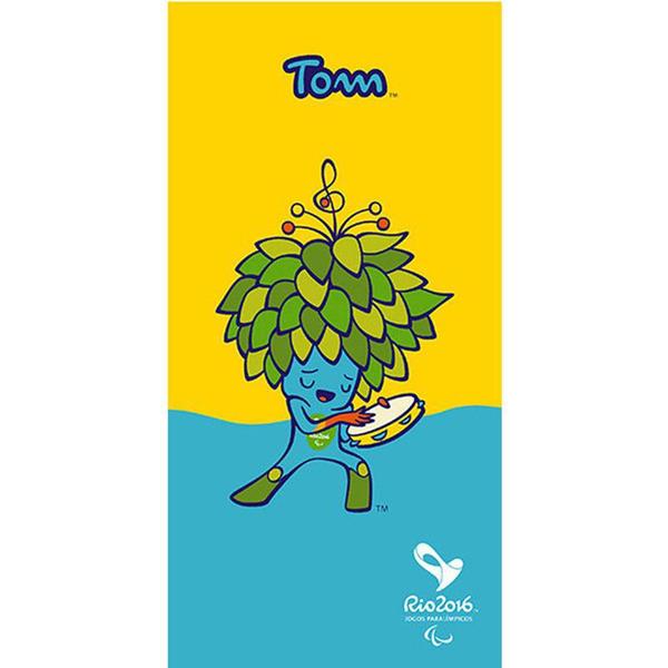 Toalha de Praia Buettner Veludo Estampada Mascote Copa 2016 Tom Amarelo