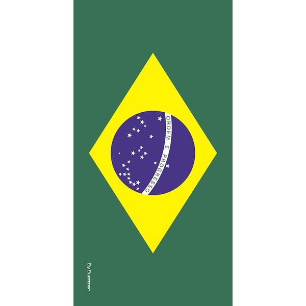 Toalha de Praia Buettner Veludo Estampado Bandeira Brasil 70cmx1,50m Verde