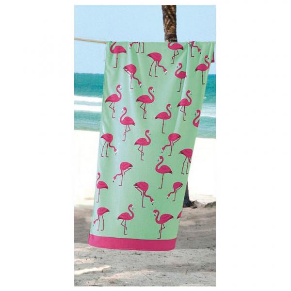 Toalha de Praia - Multi Flamingos - Aveludada - Dohler