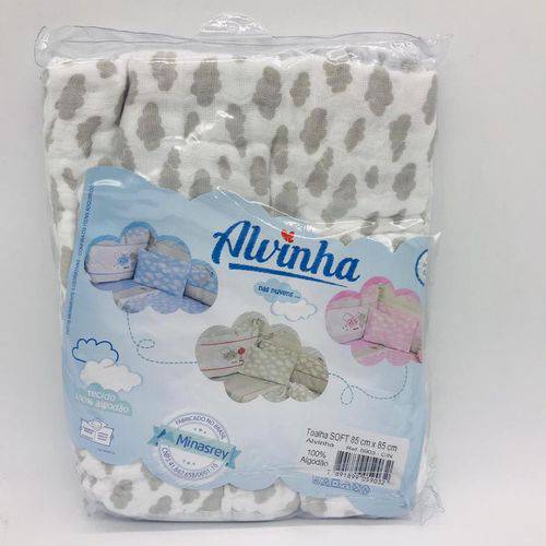Toalha Soft Estampado Cinza - Alvinha Minasrey Ref 5903