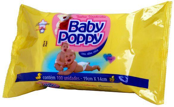 Toalha Umedecida Premium Baby Poppy - 100 Unidades