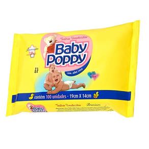 Toalha Umedecida Premium Baby Poppy com - 100 Unidades