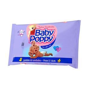 Toalha Umedecida Premium Baby Poppy com 60 Unidades