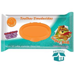 Toalha Umedecida Super Dog 50 Unidades - 12 Pacotes
