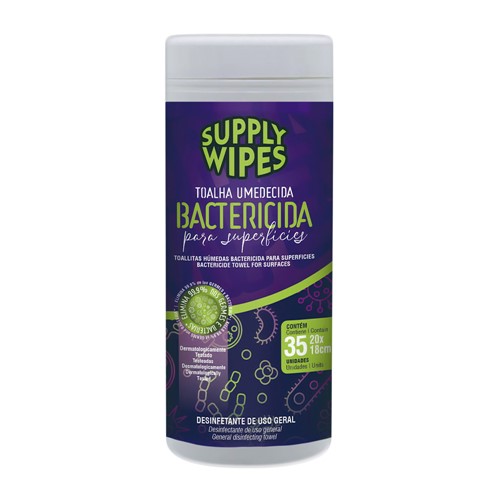 Toalha Umedecida Supply Wipes Bactericida com 35 Unidades