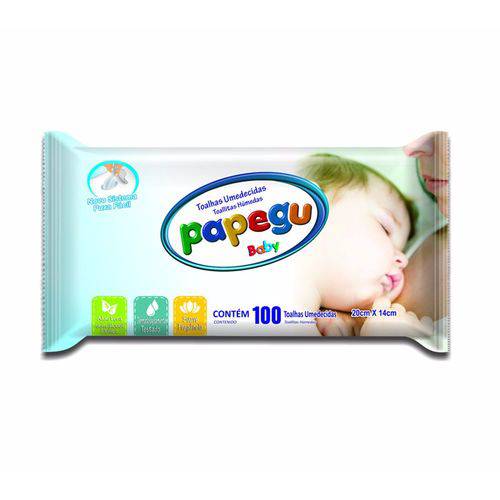 Toalhinha Umedecida Papegu Baby 100 Unidades - 1 Pacote