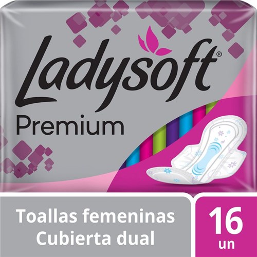 Toallas Femeninas Ladysoft Premium Cubierta Dual Talla Única 16 Unid.