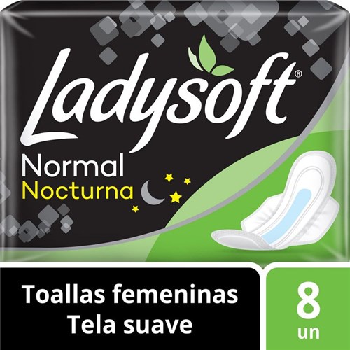 Toallas Femeninas Nocturna Ladysoft Normal Tela Suave Talla Única 8 Unid.