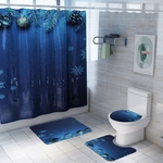 4pcs Christmas Toilet Cover Seat Non-slip Soft Toilet Cover Mat Set Bathroom Shower Curtain Decor