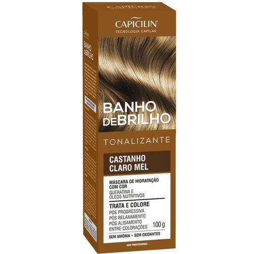 Tonalizante Banho de Brilho Castanho Claro Mel 100g Capicilin