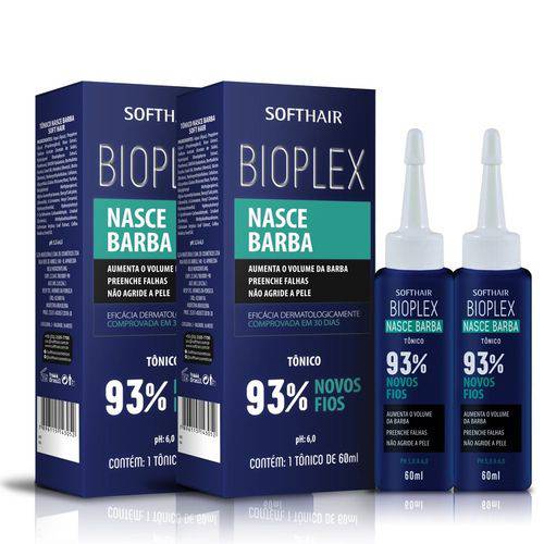 Tônico Bioplex Nasce Barba 60ml Soft Hair - Kit com 2 Unidades