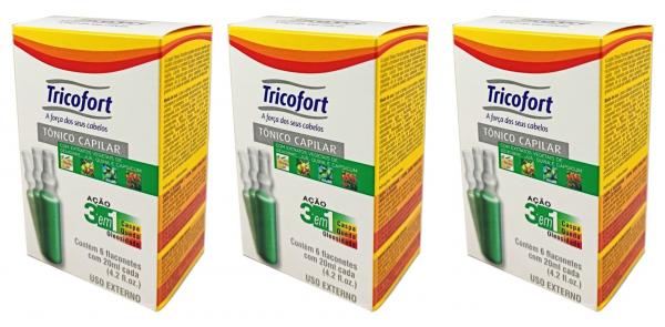 Tônico Capilar Tricofort 20ml - 6 Ampolas - Kit Com 3 Caixas