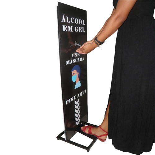 Totem Alcool em Gel Dispenser Acionamento Pedal