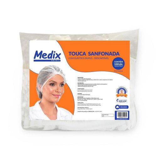 Touca Sanfonada Medix com 100 Unids. e Elastico Duplo