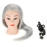 Training head 26 \\"mannequin head styling mannequin cosmetology doll head synthetic fiber hair hairstyle training model with table clamp holder